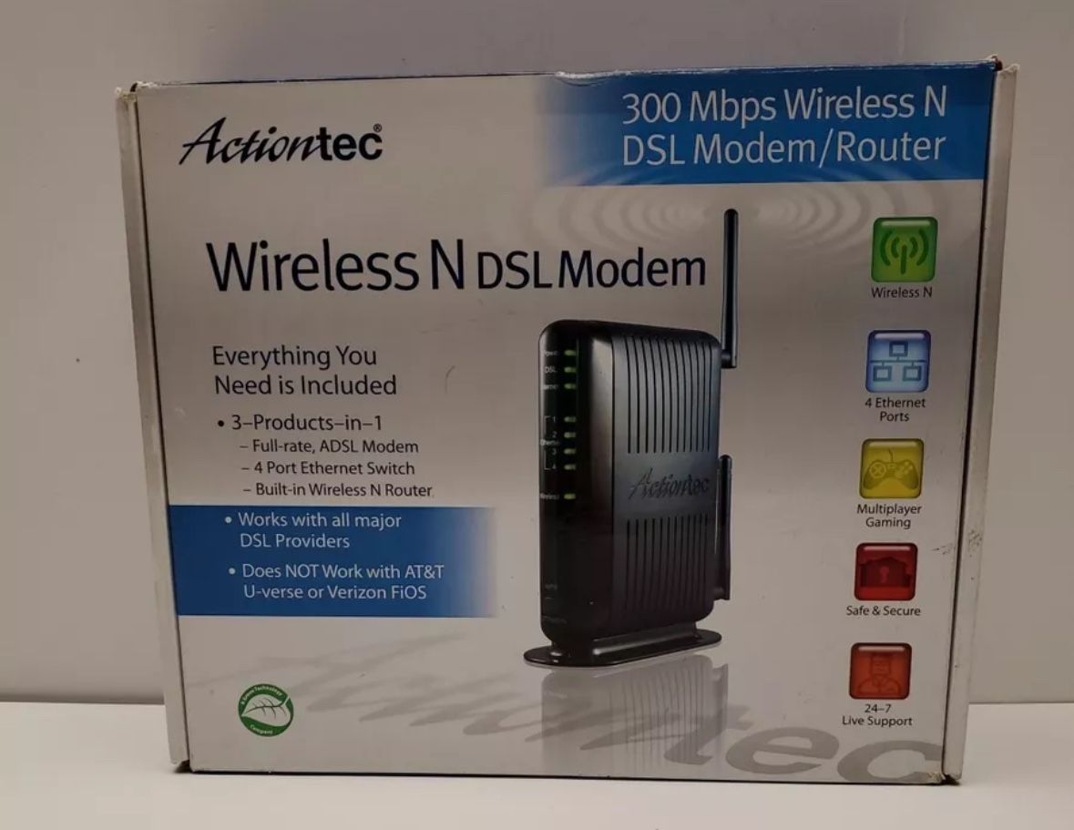 NIB Actiontec GT784WN 300 Mbps WiFi Wireless N DSL Modem/Router PC/MAC NEW OPEN BOX