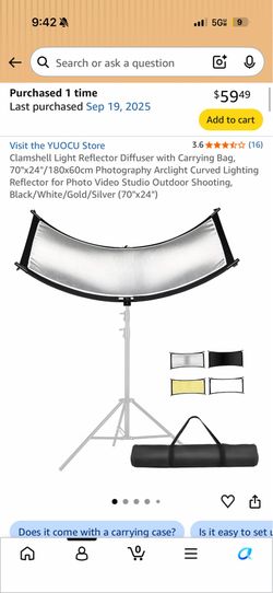70"x24" Clamshell Curved Light Reflector (No Stand)