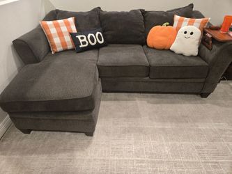 Dark Gray Fabric Sectional Sofa with Chaise