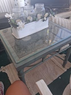 Glass Top Metal Frame End Table