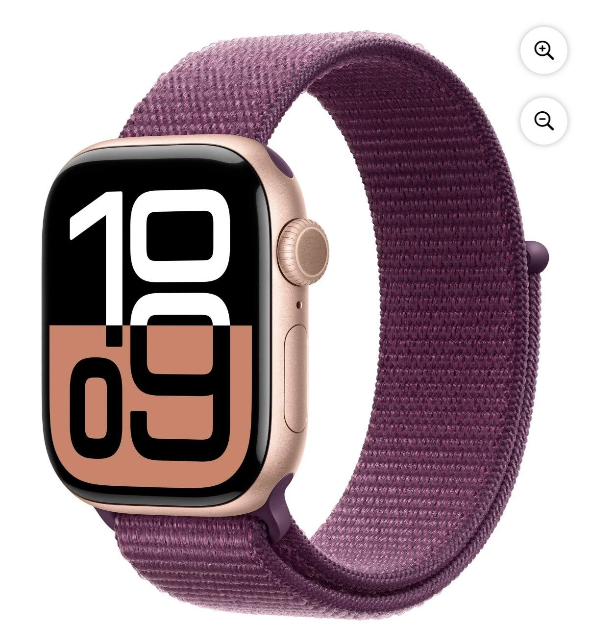 Apple Watch Series 10 [GPS + Cellular, 42mm] - Rose Gold Aluminum Case with Plum Sport Loop