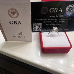 2 Carat Moissanite Ring 925 Sterling Silver Size 7 GRA Certified 