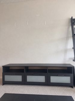 IKEA 72" Entertainment Center / TV Stand - Black with Frosted Doors