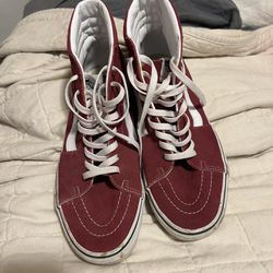 Size 10.5M 12W Red Suede High Top Vans