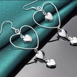 Sterling Silver Hearts Earrings 