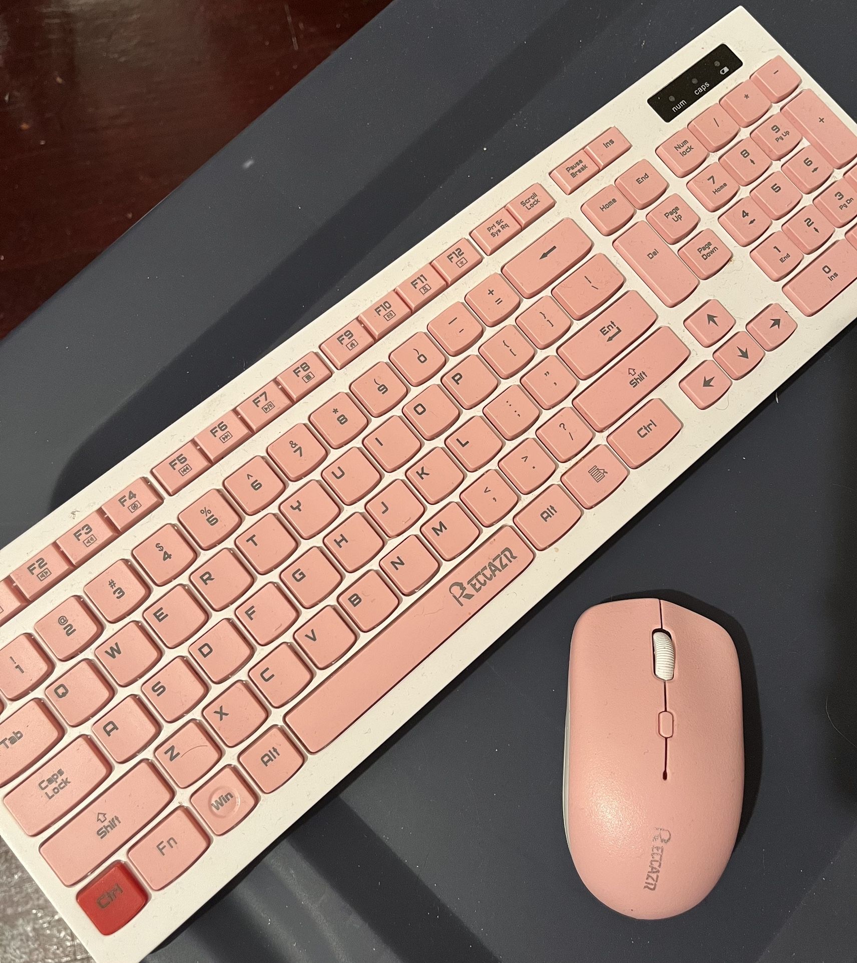 Pink Wireless Keyboard + Mouse Combo 2.4Ghz Full Size Wireless Keyboard 