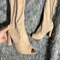 Knee-High Peep- Toe  Boots 