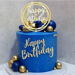 Simplicity Ball Cake Topper, Blue and Gold Ball Topper, Foam Cake Topper, Wedding Anniversary Birthday Baby Shower Party Supplies