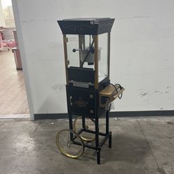 Nostalgia Vintage Professional 8 Oz Kettle Black Popcorn Cart with Interior Light, Measuring Spoons and Scoop