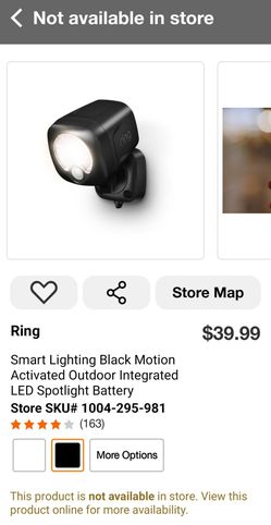 BRAND NEW Ring Smart Lighting Black Motion Activated Outdoor Integrated LED Spotlight