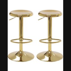 3 NEW Beautiful Shiny Gold Counter Height Or Bar Height Adjustable Stools 
