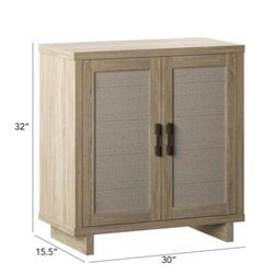 Oak Accent Cabinet With Linen Door Set Of 2