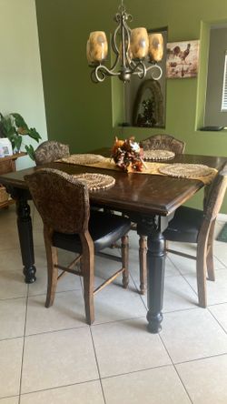 Solid wood dining table with chairs