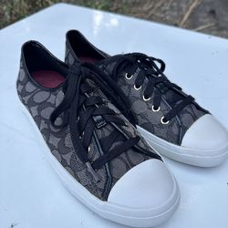 Coach Empire Signature Jacquard Low Top Sneakers Womens Size 10B Brown Black