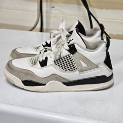 Jordan 4 Kids Retro Military Black *Youth Size 3Y*  White Black Gray BQ7669-111