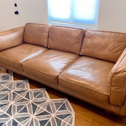 Article Timber leather mid-century sofa