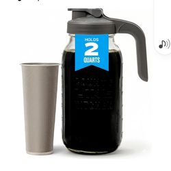 County Line Kitchen Glass Cold Brew Coffee Maker with Lid - Wide Mouth, 2 Quart (64 oz) - Heavy Duty, Leak Proof - Sun & Iced Tea Pitcher, Cold Brew C