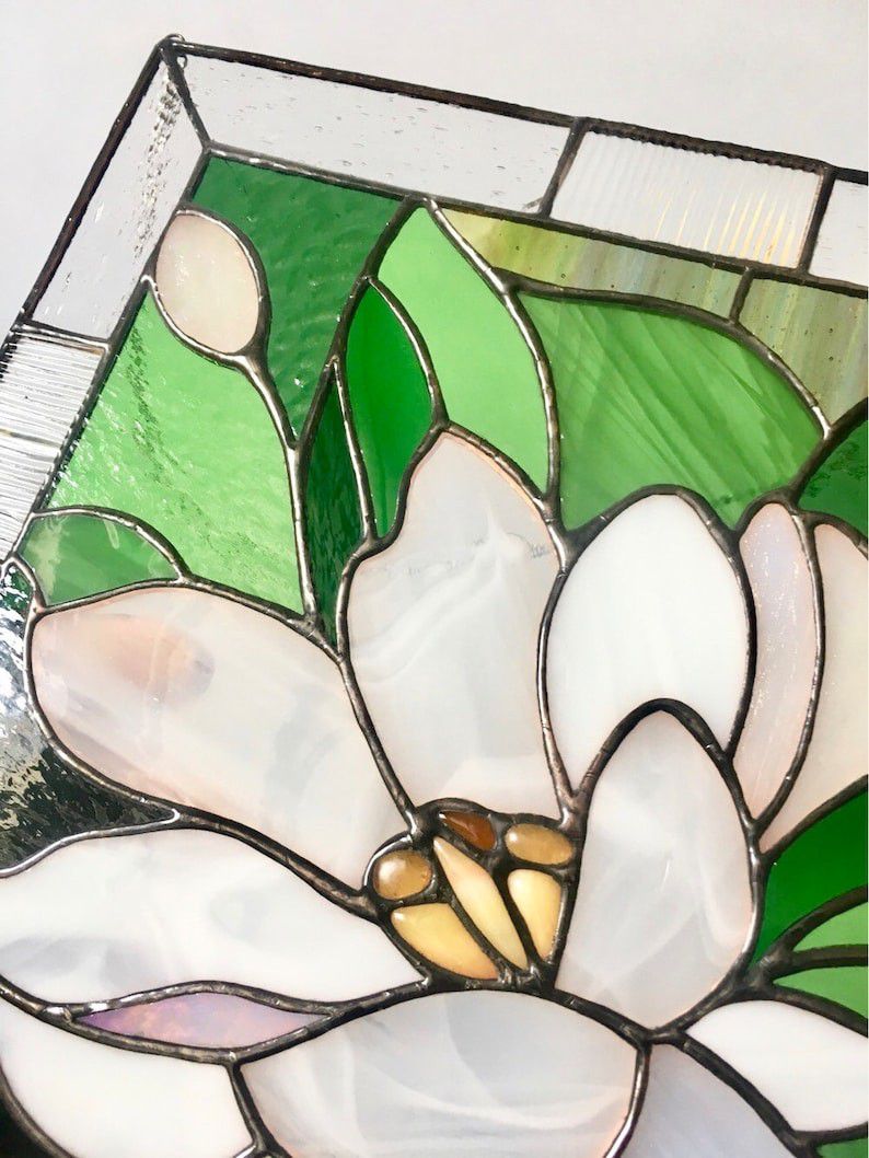 Lotus Stained Glass Hanging Wall Art