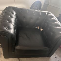Black Leather Chesterfield Chair - Need Gone Fast - OBO
