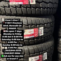 LT275/55R20 ATLAS AT A SET OF FOUR NEW TIRES, INCLUDES MOUNTING AND BALANCING WITH WARRANTY, ASK  ME FOR ANY SIZE OR BRAND, WE HAVE THE BEST PRICES!!