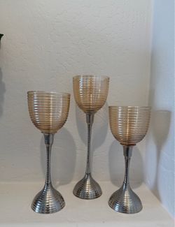 Set of 3 decorative tealight/votive candleholders