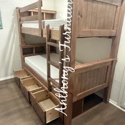 New twin Bunk Bed With Mattress And Drawers 