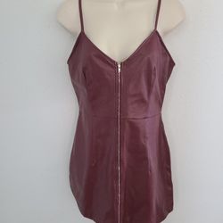 Boohoo Sexy Faux Leather Mini Dress Lined Zipper Adj Straps Sz 6