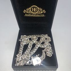 Custom .999 Harlem bling Silver Chain & Bracelet 