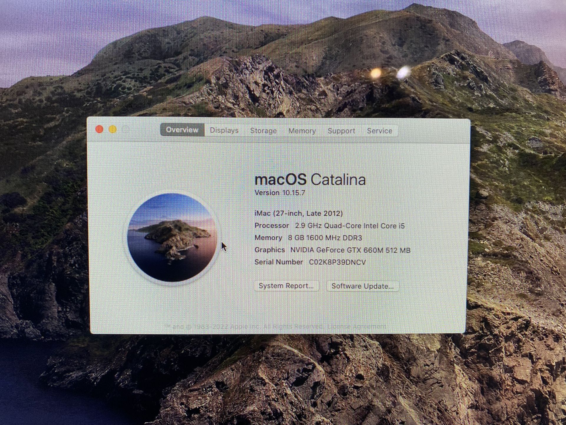 iMac Retina Display Late 2012 MacOS Catalina 10.5.7