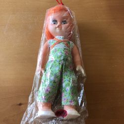 Vtg Doll With Orange Hair - 12” Tall, Made In Hong Kong, NEW Old Stock