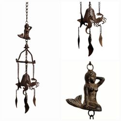 Brand New!  28" l Mermaid Bell Wind Chime - Metal Coastal Nautical Beach Decor | SHIPPING IS AVAILABLE 