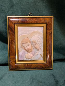 Capodimonte Holy Family Relief Plaque — New, Framed