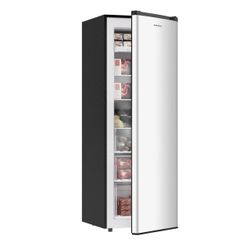 BANGSON Upright Freezer, 7.0 Cu.ft Stand Up Freezer, Convertible Upright Freezer/Refrigerator, Single Door for Kitchen,Garage, Office, Apartment, Silv