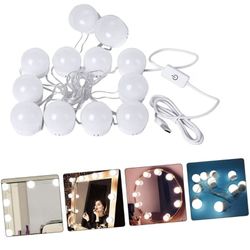 LED Makeup Mirror Lights, Retractable Mirror Lamp with Dimmable Bulbs, USB Powered Vanity Mirror for Bathroom Dressing Table Cabinet, 10 LED Bulbs 