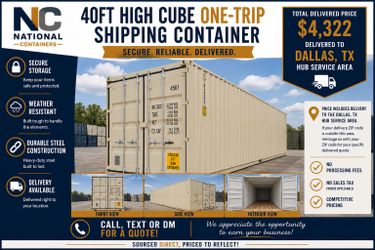 40FT High Cube One-Trip Shipping Container – Dallas, TX