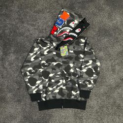 Bape Black Camo Double Hooded Full Zip Up Hoodie