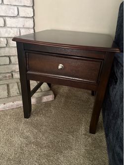 Dark Wood End Table with Drawer