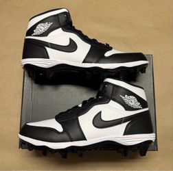Nike Air Jordan 1 Retro Mid TD Cleat Black White Men’s size 12 Football NEW!