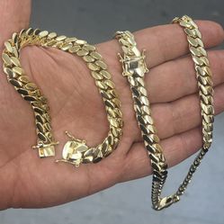 14k stamped premium gold plated Cuban Links set🔥🔥 