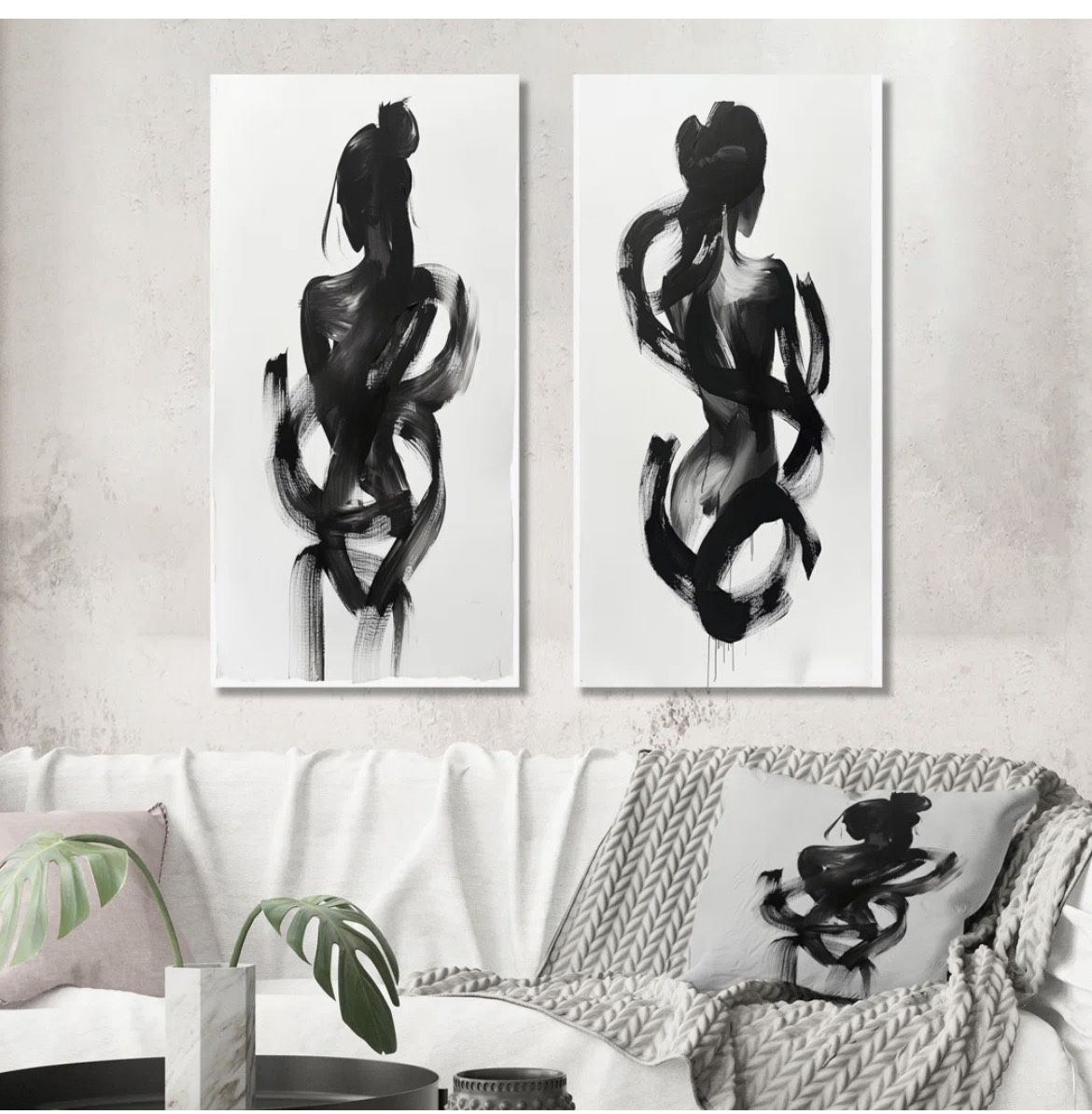 Ivy Bronx And Minimal Woman Silhouette I Wall Art 2 Pieces 32”x32” - New In Box