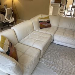 White Italian Leather 4pc Modular Sectional Sofa
