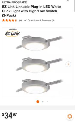 ULTRA PROGRADE EZ Link Linkable Plug-in LED White Puck Light with High/Low Switch (3-Pack)