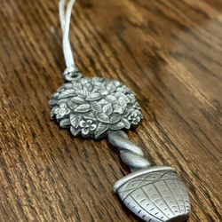 Gloria Duchin Pewter Art Ornament Potted Festive Tree Swarovski Crystal Accents 2001 Vintage