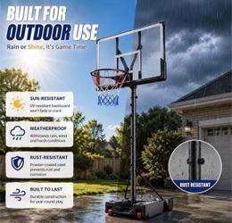 Basketball Hoop for Outdoor, Fehomix Adjustable Height 7-10 FT, Portable Basketball Goal System with 45" Shatterproof Backboard, Wheels & Water Base,