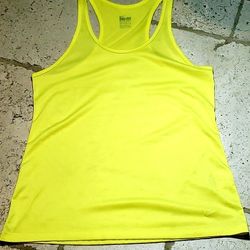 Nike DriFit Neon Yellow Workout Top size Woman's Medium runs small