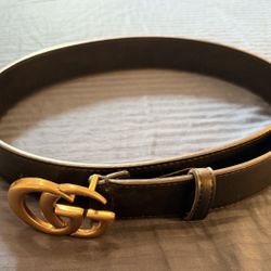 Gucci , Cut Marmont Belt..Double (G) Buckle , All Black Leather Belt