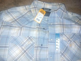 Carhartt blue new drestt button snap shirt XXL brand new tag 50 doll