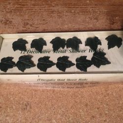 Metal Leaf Shower Curtain Hooks Green Set Of 12 Spring Bath Fashion New