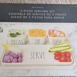 New Rae Dunn 5 Piece Serving Set 
Veggies and dip tray