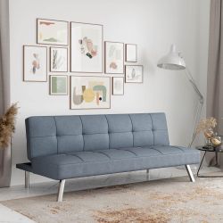 Serta Chelsea Modern Futon, Light Gray Fabric Gray - 66.1"L x 33.1"W x 29.5"H